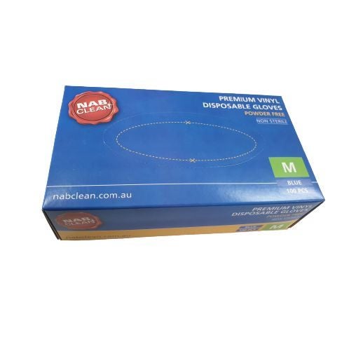 300Pcs Premium Vinyl Disposable Gloves Blue Powdered Powder Free Medium / Large Carousel 2