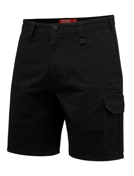 2 X Mens Hard Yakka Core Basic Stretch Drill Cargo Short Black Y05067 Carousel 1