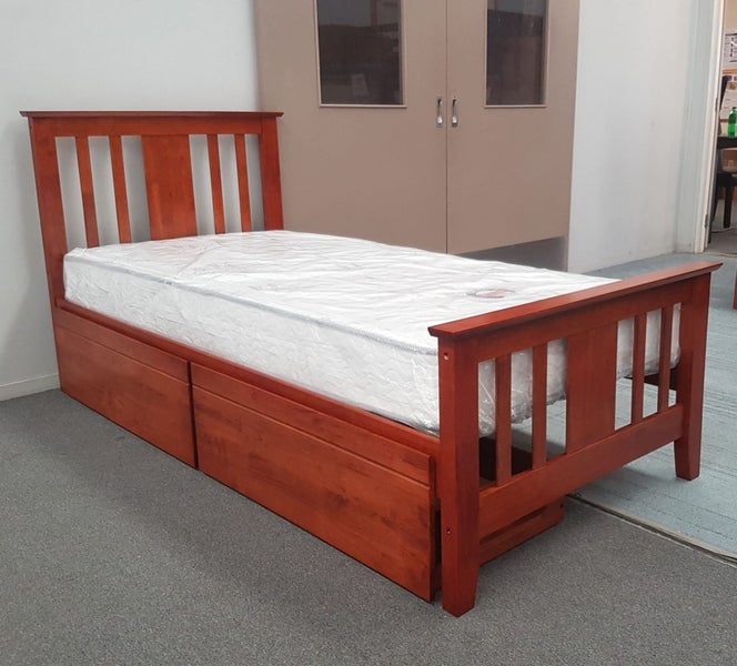 Holly Single Bed Solid Hardwood Antique Oak Malaysian Made (without Drawers) Carousel 4
