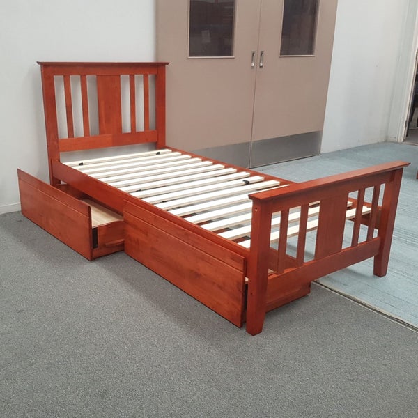 Holly Single Bed Solid Hardwood Antique Oak Malaysian Made (without Drawers) Carousel 1