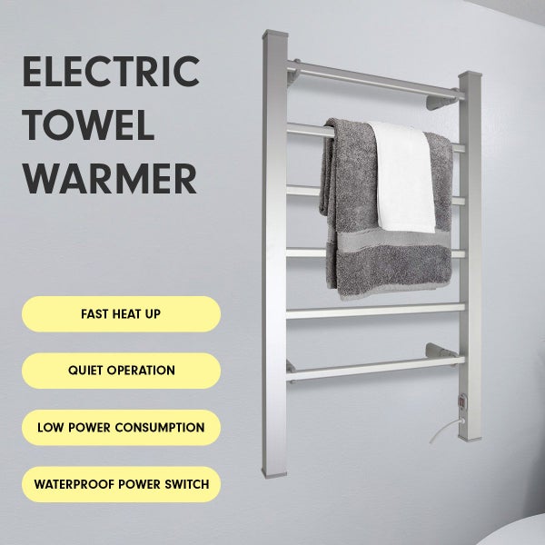 Pronti Heated Towel Rack Electric Bathroom Towel Rails Warmer E100W Silver Carousel 6