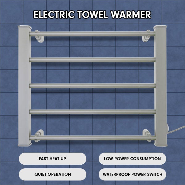 Pronti Heated Towel Rack Electric Bathroom Towel Rails Warmer E90W Silver Carousel 5