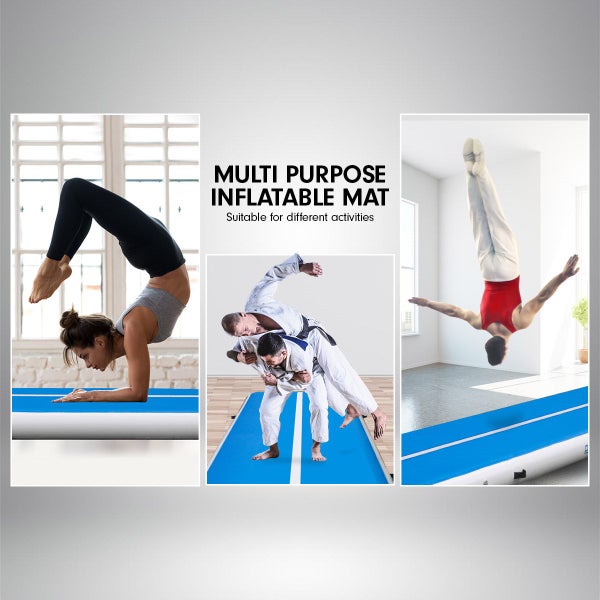 6m Tumbling Mat Gymnastics Exercise 20cm Air Track - Blue Carousel 8