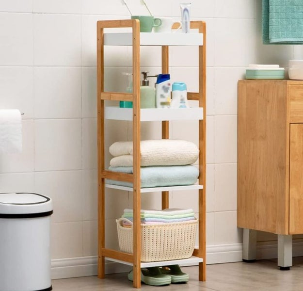 Storage Shelf Bamboo Display Rack 4 Tier Carousel 1