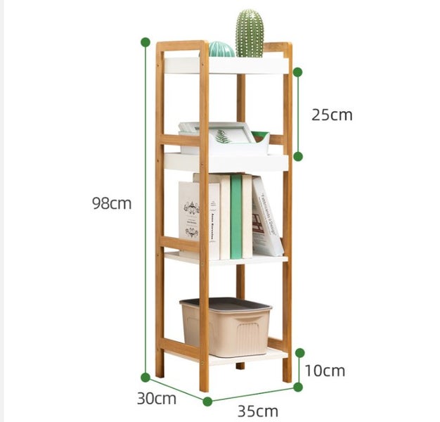 Storage Shelf Bamboo Display Rack 4 Tier Carousel 3