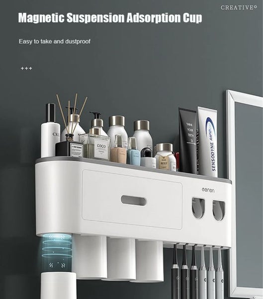 Toothbrush Holder with Double Toothpaste Squeezer Carousel 1