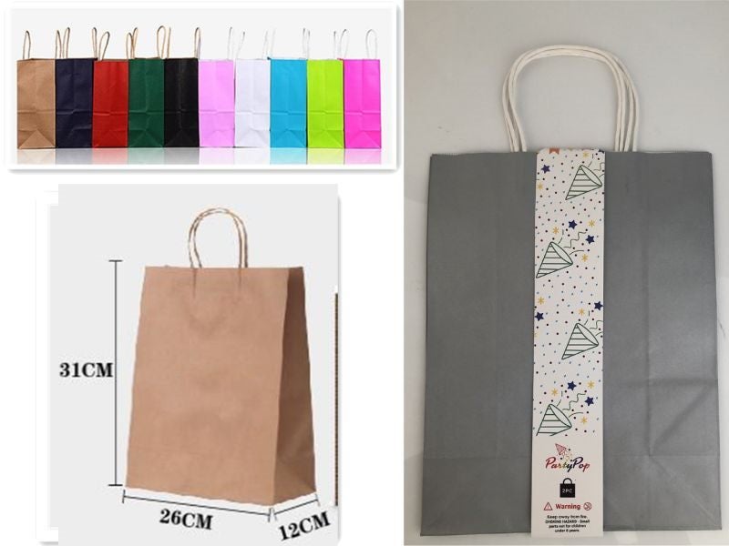 GIFT BAG - Silver 33CM (12 Packs) Carousel 1