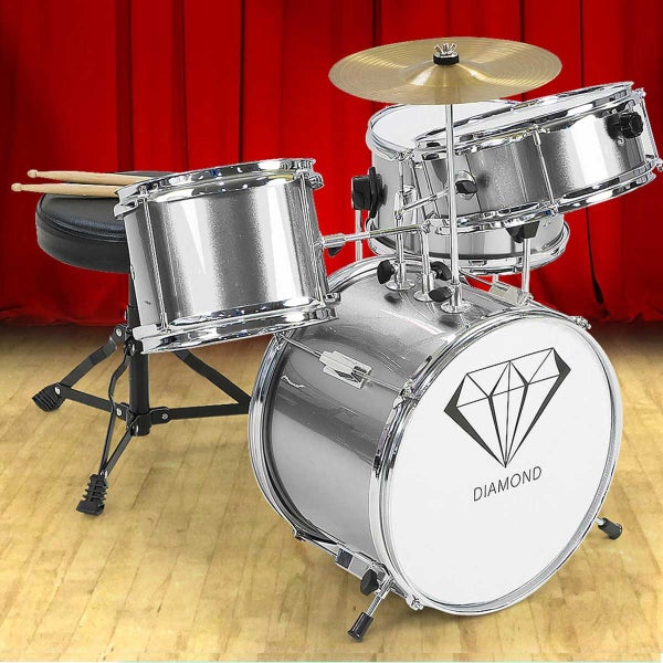 CHILDRENS 4 PIECE Red DIAMOND DRUM KIT SET MUSICAL INSTRUMENT Kids Carousel 1