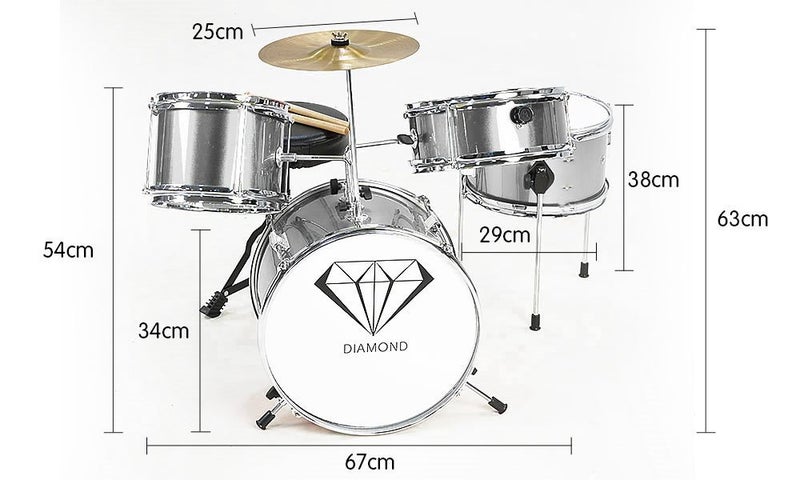 CHILDRENS 4 PIECE Red DIAMOND DRUM KIT SET MUSICAL INSTRUMENT Kids Carousel 5