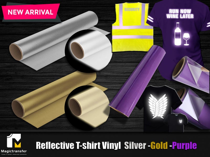 Purple, Gold, Silver Reflective T-shirt vinyl & Garment heat transfer film Carousel 1