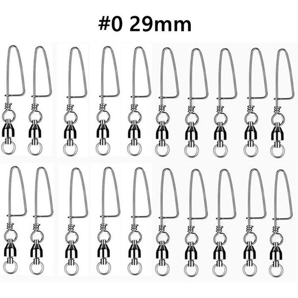 #0 20PCS Ball Bearing Fishing Swivels Snap Coastlock Fishing Line Connector Carousel 1