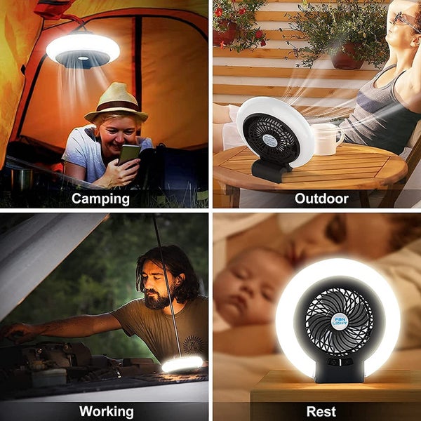 Camping Lantern Fan,Foldable Light Fan Cordless,Desk Fan Carousel 2