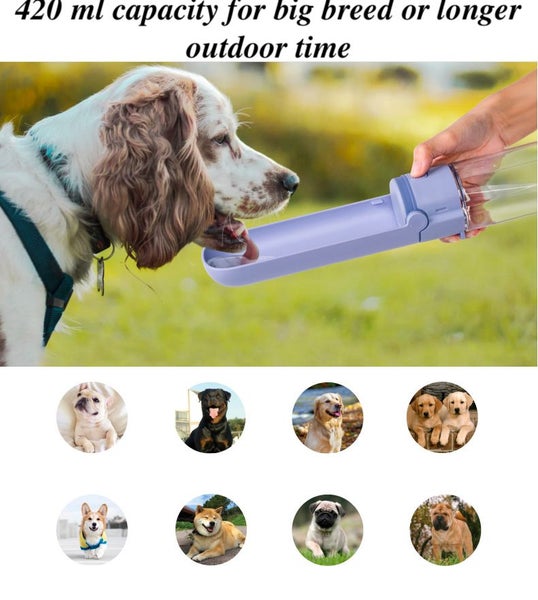 420ML Dog Drinking Bottle water feeder dispenser pet cup bowl outdoor portable Carousel 6