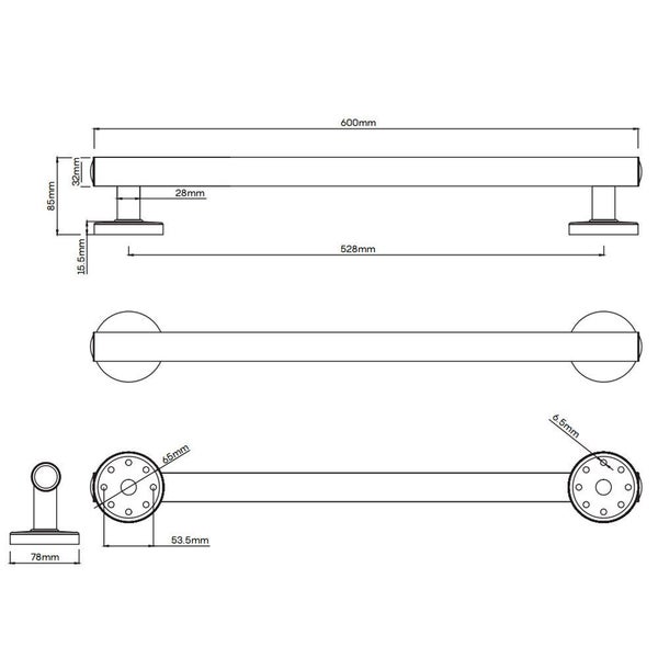 Evekare Night-Glow Bathroom Shower Toilet Safety Grab Pull Rail Bar Handle 600mm Carousel 2
