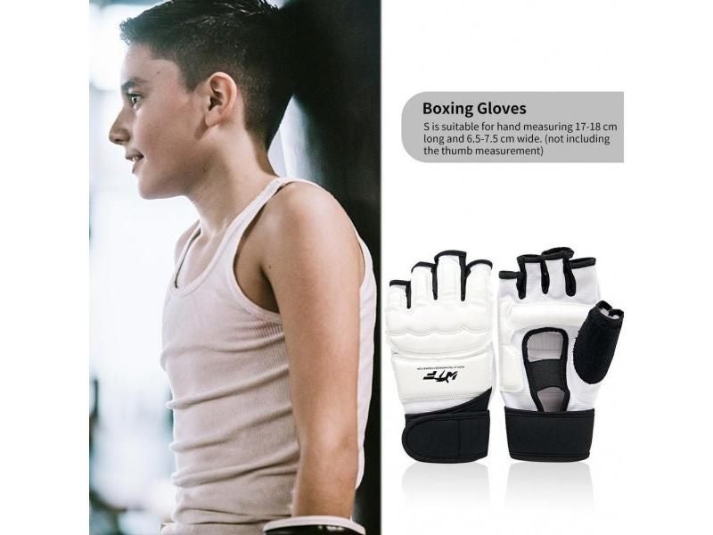 Leather Half Finger Boxing Gloves For Kids Karate Taekwondo MMA Carousel 1