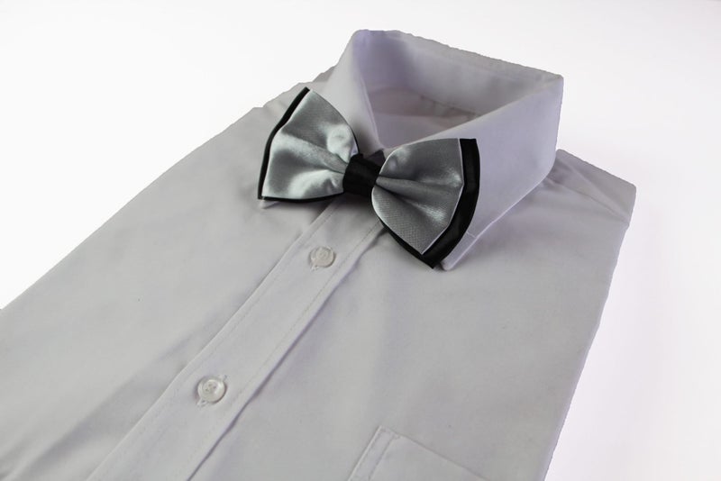 Mens Silver Two Tone Layered Bow Tie Carousel 1
