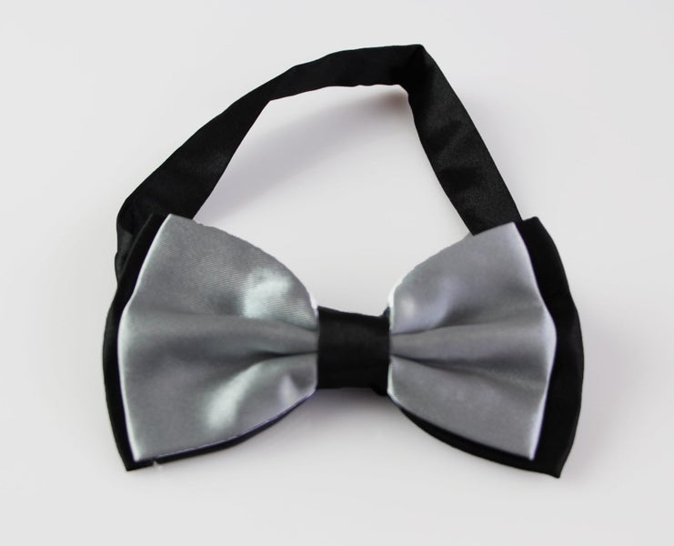Mens Silver Two Tone Layered Bow Tie Carousel 2