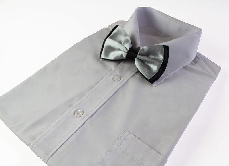 Mens Silver Two Tone Layered Bow Tie Carousel 3