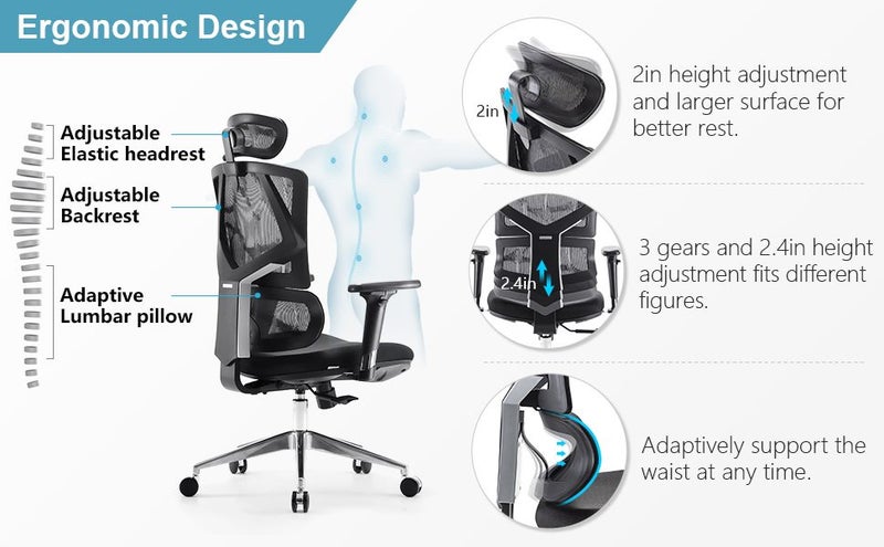 Sihoo M90C Vito Ergonomic Office Chair (Black) Carousel 1