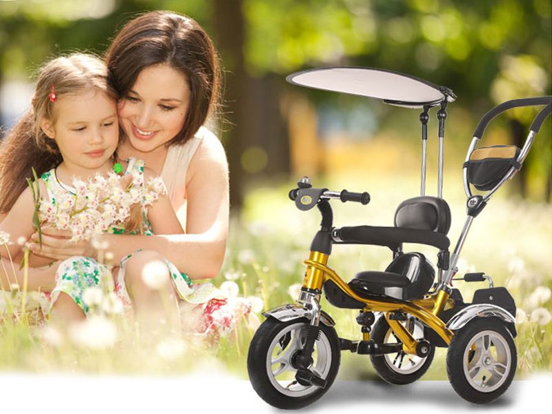 Stroller Kids Pram Toddler Trike With sunroof Gold Carousel 1