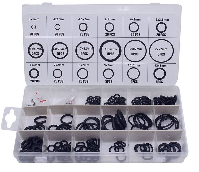 High Temp Set Rubber O-Ring Sealing Gasket Washer Seal Assortment Set 225pcs Carousel 1