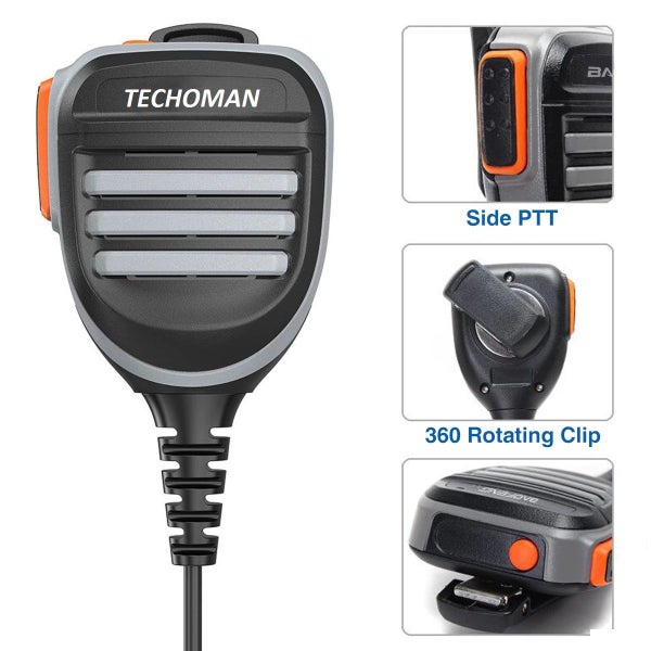 TECHOMAN Rainproof 2 Pin Microphone Speaker for Techoman TM-9C Radios Carousel 1