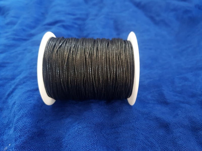 Waxed cotton cord, 1mm, approx 92 metres - black Carousel 1