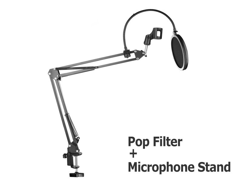 Microphone Suspension Boom Scissor Arm and Pop Filter SET63668762656898110