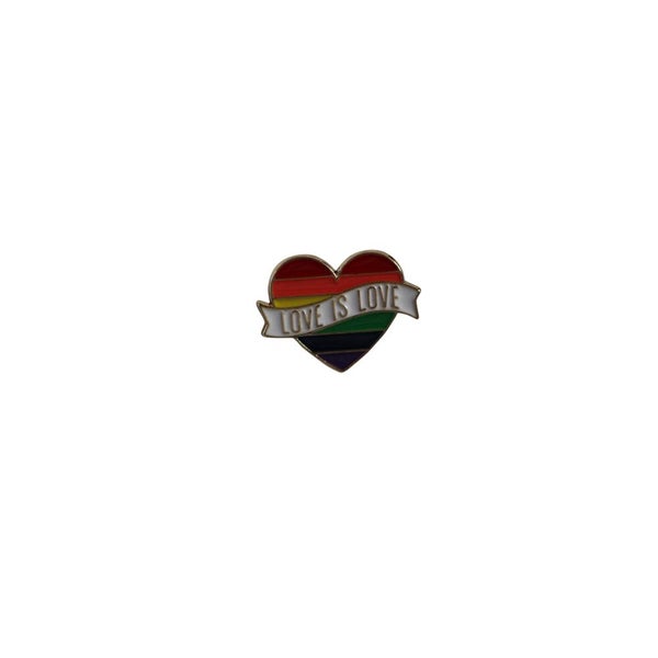 Rainbow Pride Love Is Love Gold Loveheart Lgbt Brooch Blazer Shirt Pin Carousel 1