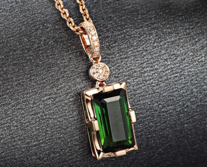Emerald Pendant Necklace 14K Rose Gold Plated Carousel 1
