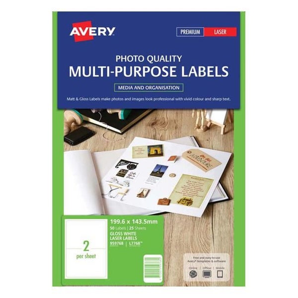 Avery L7768-25 200x144mm Col Las 25sht Carousel 1