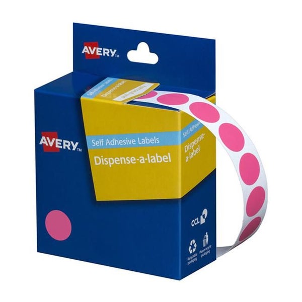 Avery Label Dispenser Dmc14p Pink Round 14mm 1050 Pack Carousel 1
