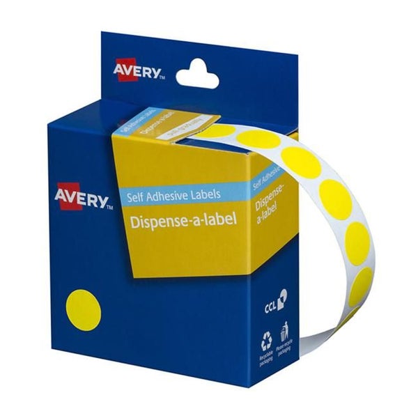 Avery Label Dispenser Dmc14y Yellow Round 14mm 1050 Pack Carousel 1
