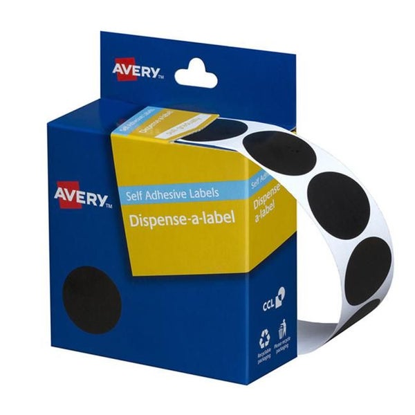 Avery Label Dispenser Dmc24bl Black Round 24mm 500 Pack Carousel 1