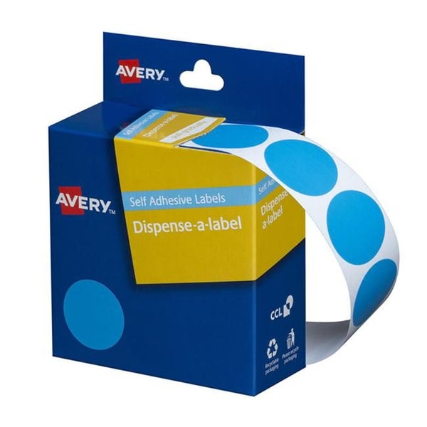 Avery Label Dispenser Dmc24lb Light Blue Round 24mm 500 Pack Carousel 1