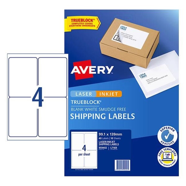 Avery Label L7169 Internet Shipping Label 99.1x139mm 4up 10 Sheets Carousel 2