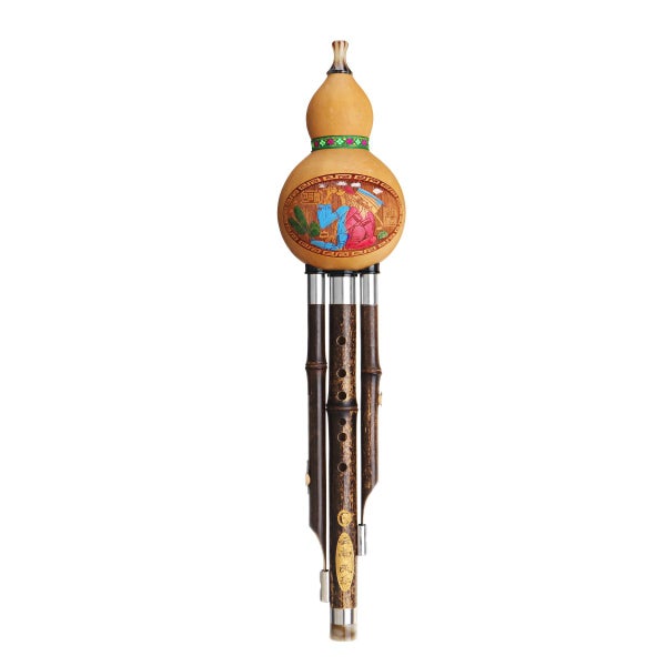 Natural Bamboo Gourd Cucurbit Flute C Tone Chinese Minority Instrument Carousel 1