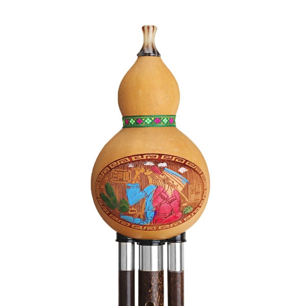 Natural Bamboo Gourd Cucurbit Flute C Tone Chinese Minority Instrument Carousel 2