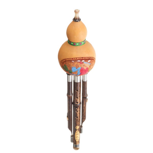 Natural Bamboo Gourd Cucurbit Flute C Tone Chinese Minority Instrument Carousel 6
