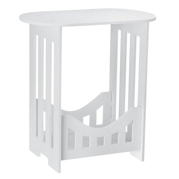 Modern Oval Sofa Side Coffee Tea Table Leisure Desk Storage Shelf White By Carousel 1