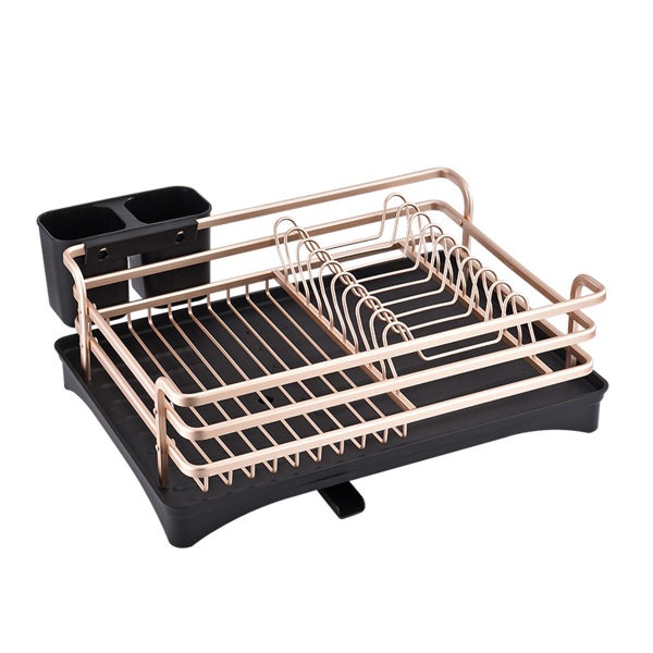 Kitchen Dish Drying Rack Drainer with Drip Tray Kitchen Cutlery Utensils Storage Carousel 1