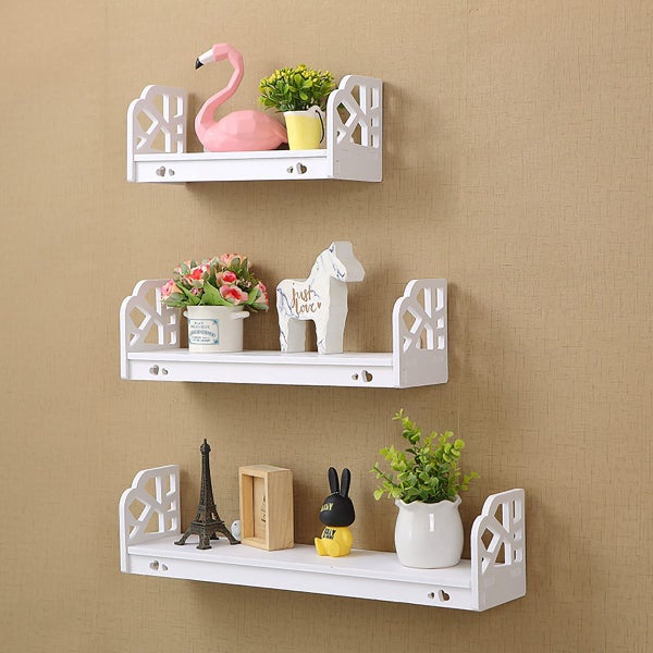 3Pcs Modern Wall Mounted Shelf Storage Rack Holder Home Office Bedroom Decor Set Carousel 2