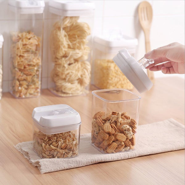 4PCS Food Storage Containers Plastic Airtight Lids Cereal Machine Set Transparen Carousel 6