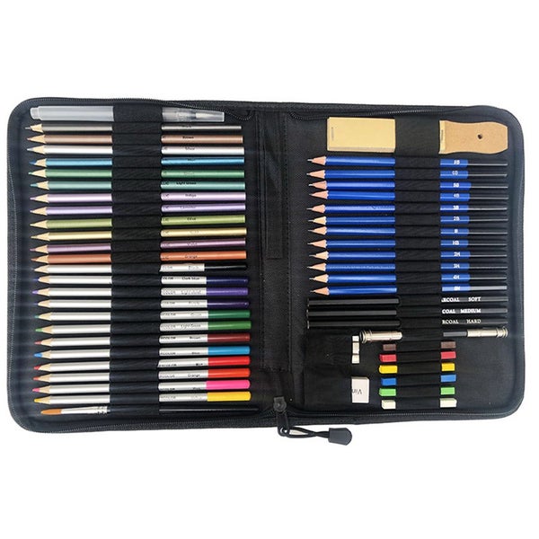 51pcs / set Sketching Wood Pencil Set Professional Drawing Color Pencil Kit with Carousel 1