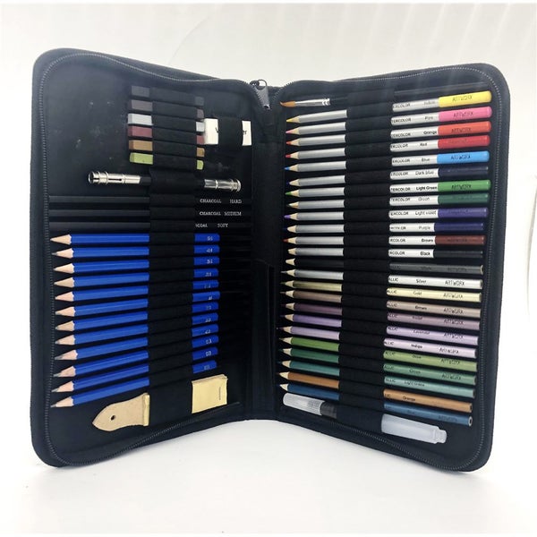 51pcs / set Sketching Wood Pencil Set Professional Drawing Color Pencil Kit with Carousel 2