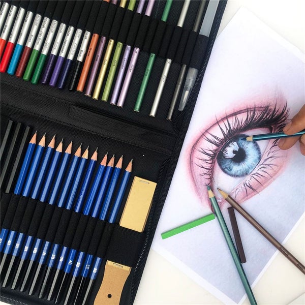 51pcs / set Sketching Wood Pencil Set Professional Drawing Color Pencil Kit with Carousel 5