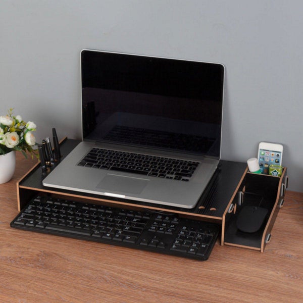 Wooden Laptop Stand Cuter Screen Desktop Bracket Monitor TV Riser Assemble Ho Carousel 6