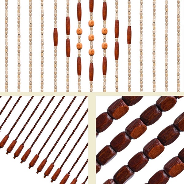 31 Line Wave Handmade Fly Screen Wooden Beads Curtain Wooden Door Curtain Blinds Carousel 2