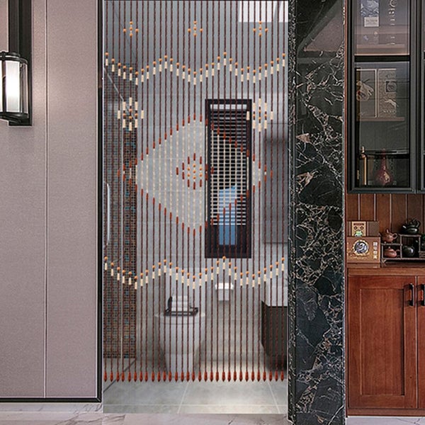 31 Line Wave Handmade Fly Screen Wooden Beads Curtain Wooden Door Curtain Blinds Carousel 6