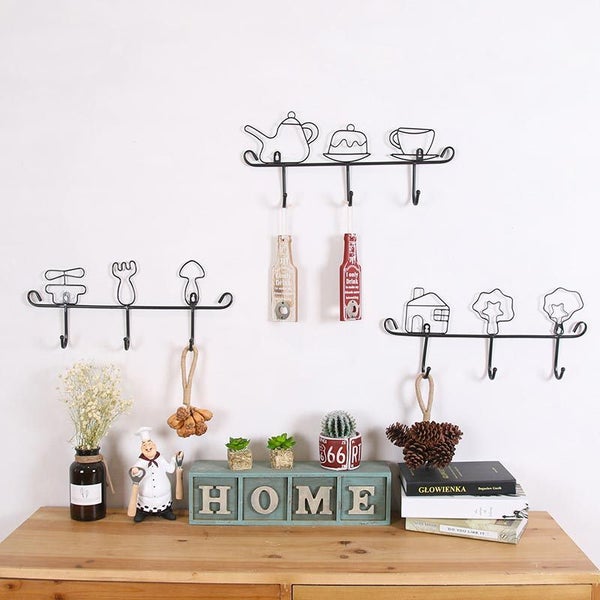 KC - WH09 Creative Wall Mount Metal Hook Bedroom Bathroom Hat Key Door Hanger Carousel 1